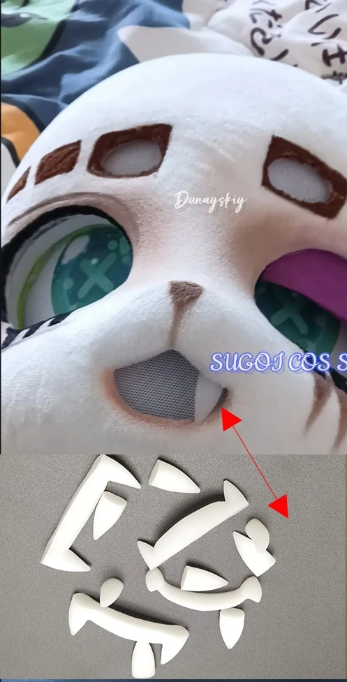 

Furry 3D Printing Kemono Fursuit Fake Teeth Cosplay Costumes Accessories 2pcs/4pcs 3D Printing Werewolf Fangs Fursuit DIY Props