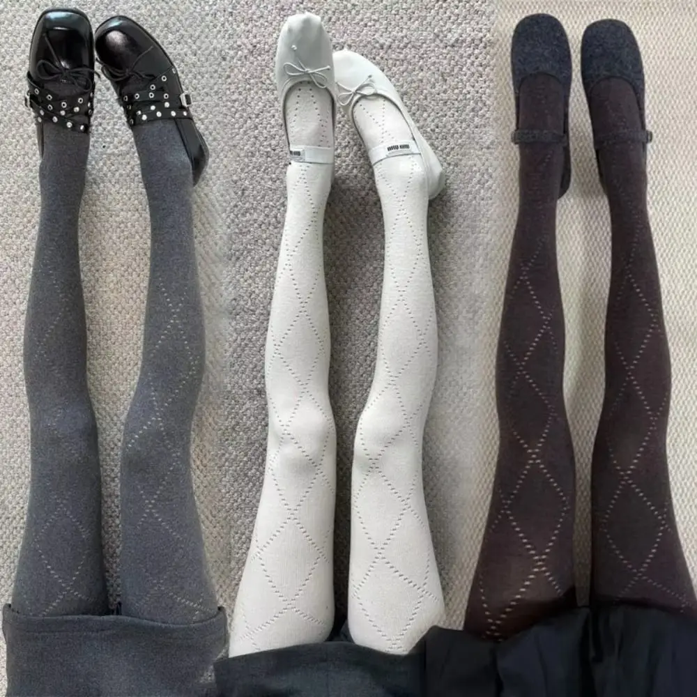 

New Jacquard Pattern Knitted Tights High Waist Elastic Stockings Skinny Women Hosiery Autumn Winter