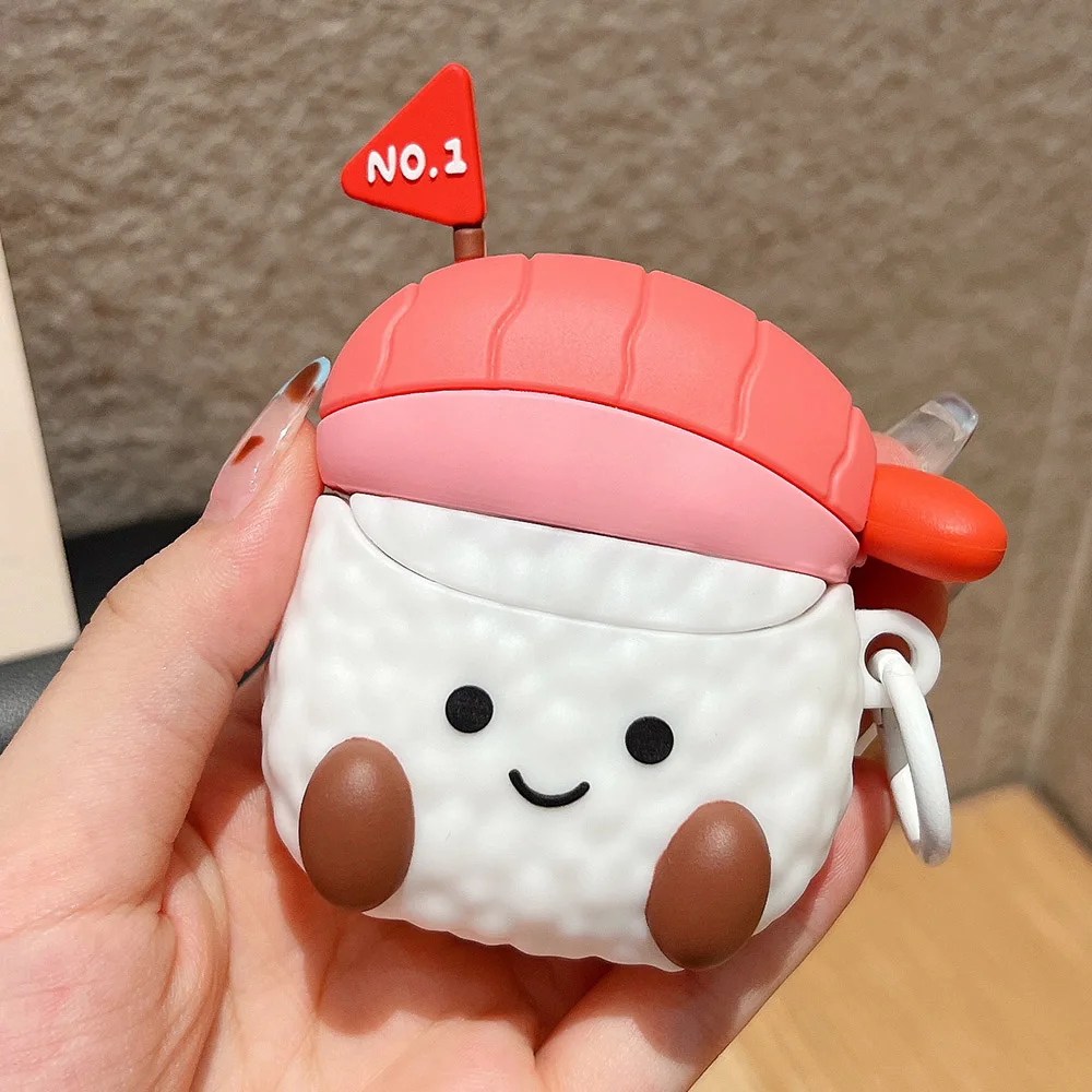 soft silicone case for airpods 1 2 cute cartoon sushi earphone case for airpods pro 2 with keychain for airpods 3 protector case