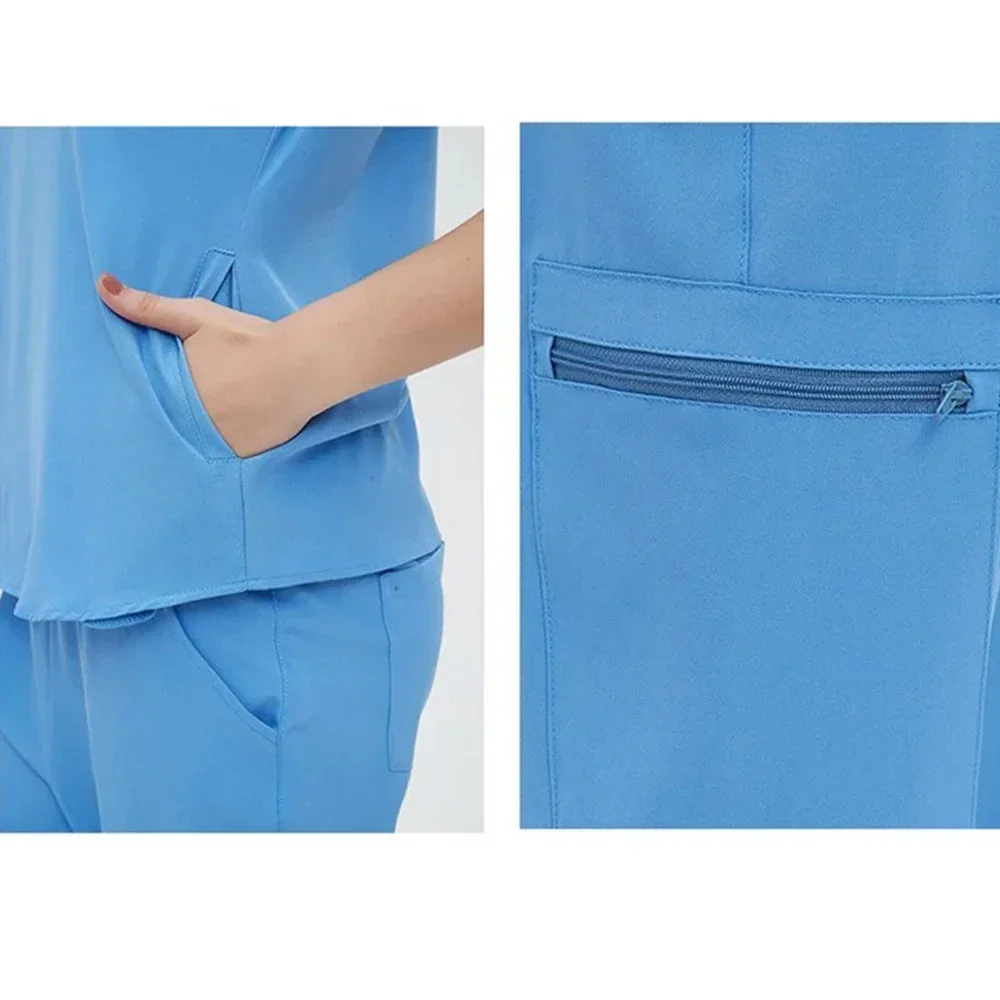 Uniforme de gommage multicolore, hauts à manches courtes + pantalons de jogging, uniforme de soins infirmiers pour femmes, médecin d'animaux de compagnie, vêtements de travail de chirurgie médicale, ensembles chirurgicaux