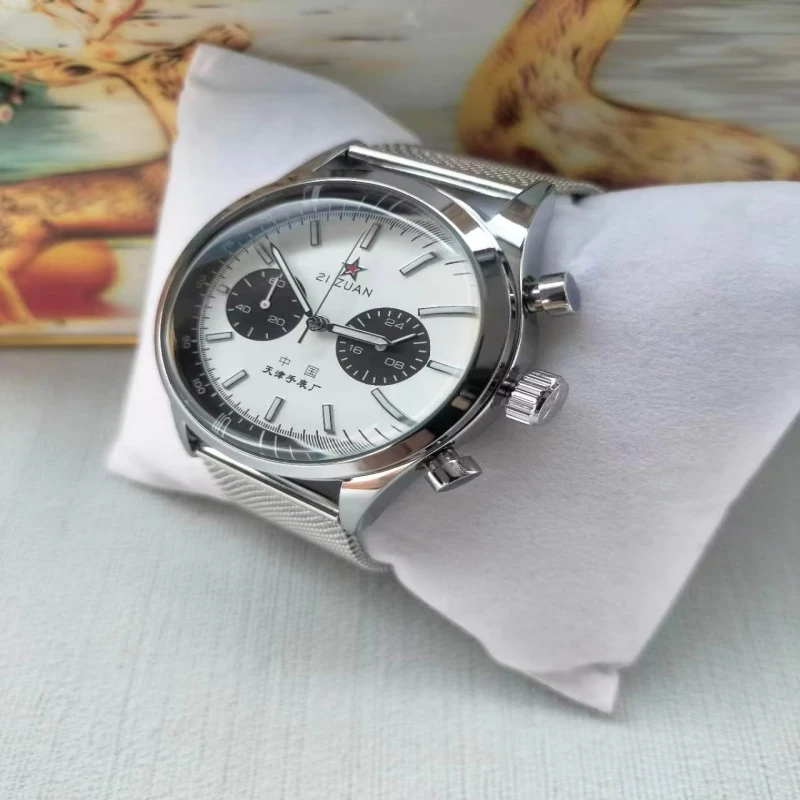 42mm China Aviation Chronograph Quartz Cases 1963 Watch for Men 21 Zuan Pilot Waterproof  Fashion Unique Military Male Watch