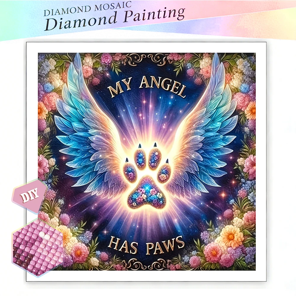EverShine Diamantmalerei, Pfotenflügel, vollständig quadratisch, rund, Mosaik, Feder, DIY-Stickerei, Blumenhandwerk für Erwachsene, einzigartiges Geschenk