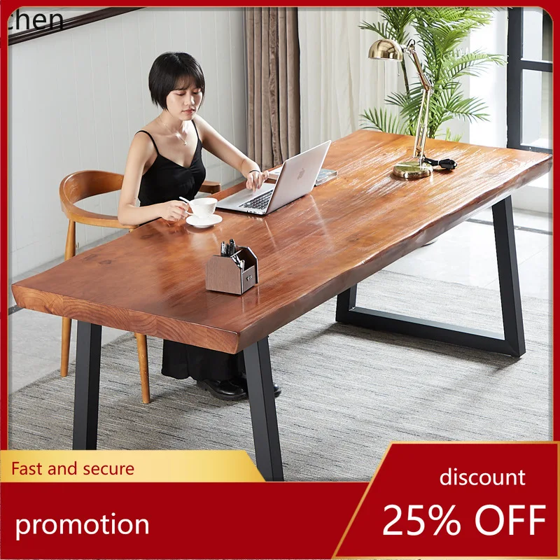 

CZ Office Desk Industrial Style Pine Solid Wood Writing and Drawing Desk Brush Desk Workbench