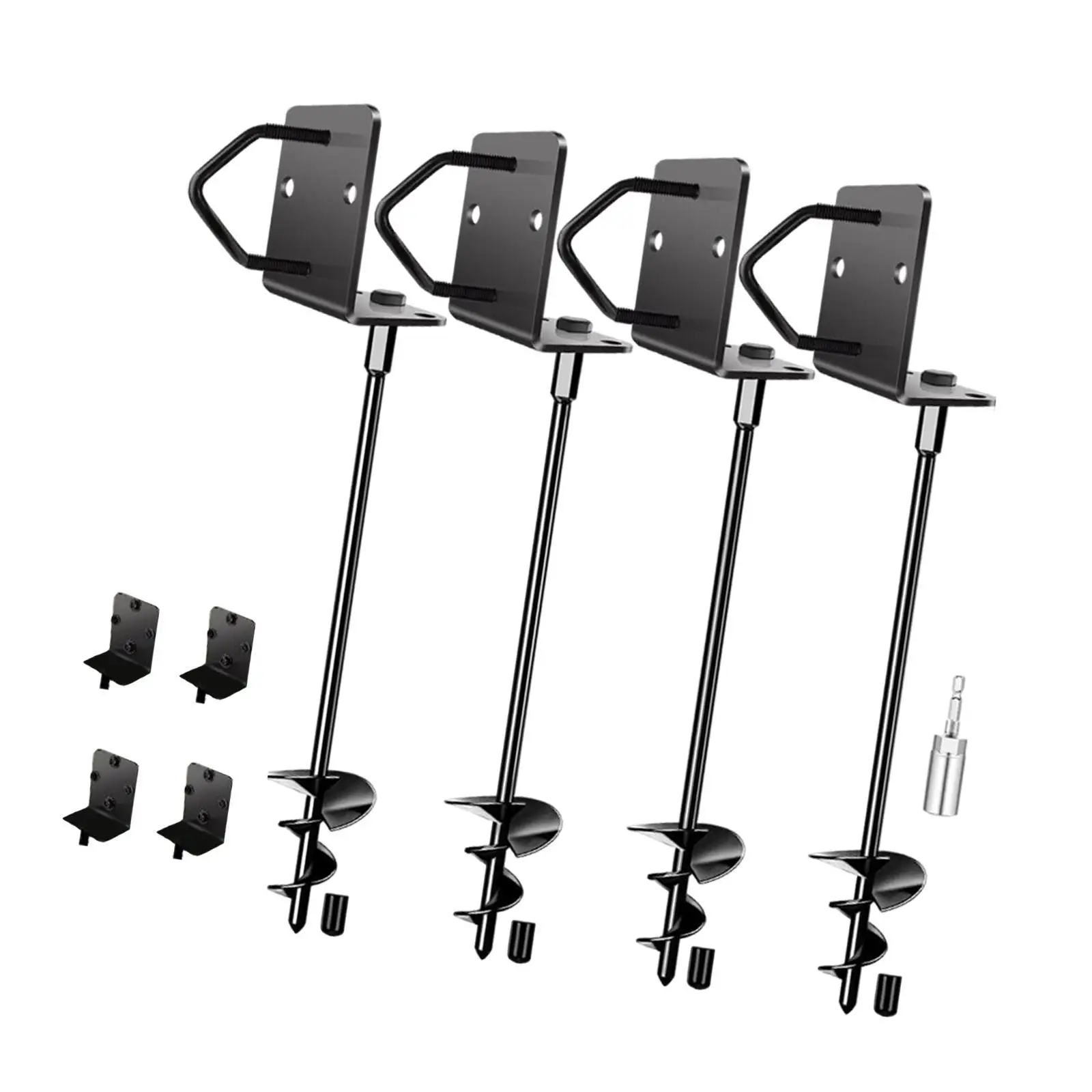 4Pieces Ground Anchors Ground Stakes Screw in Kit 16inch Long for Carport,