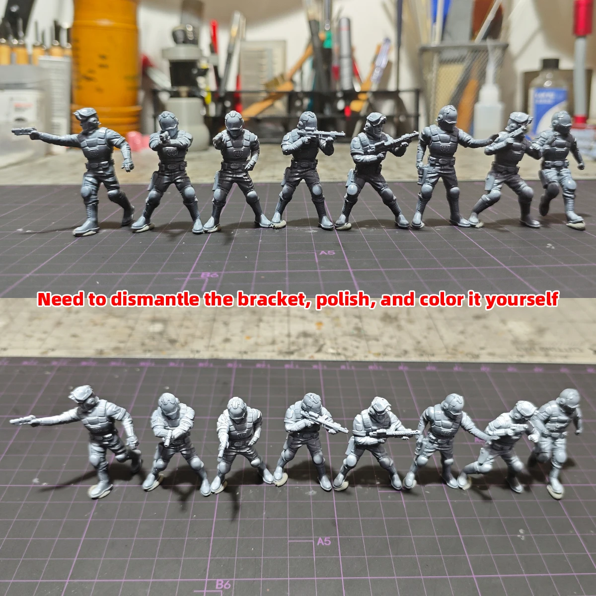 1/35 1/48 1/72 Maßstab Modellbausatz 3D Harz Miniatur-Soldatenfiguren Diorama Unbemalt SciFi Human Exploration Squad DIY – Detail 6