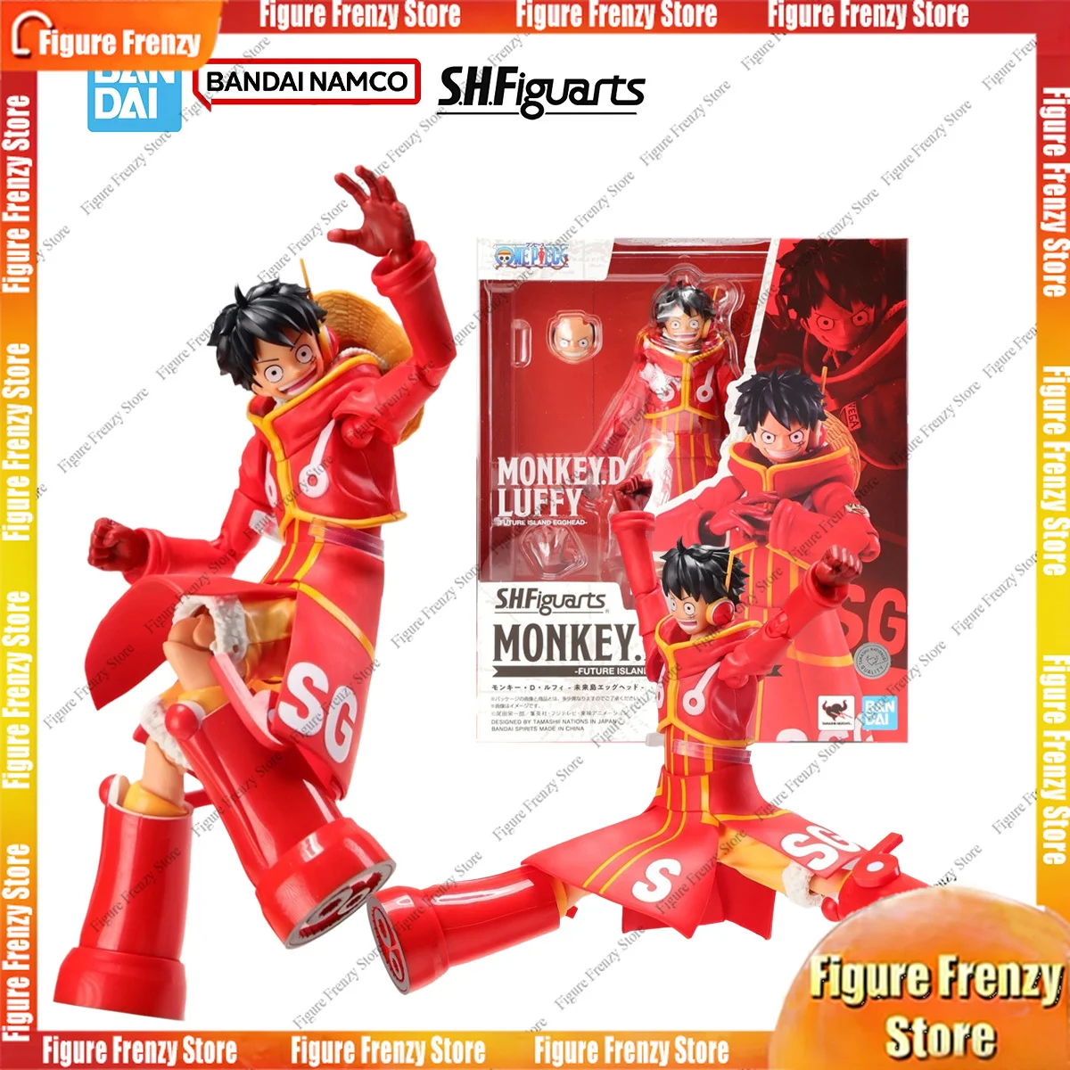 

Spot SaleBandai One Piece Genuine Mol Kit Anime Figure S.H.Figuarts Luffy Future Island Egghead Action Figure Joints Movable Mol