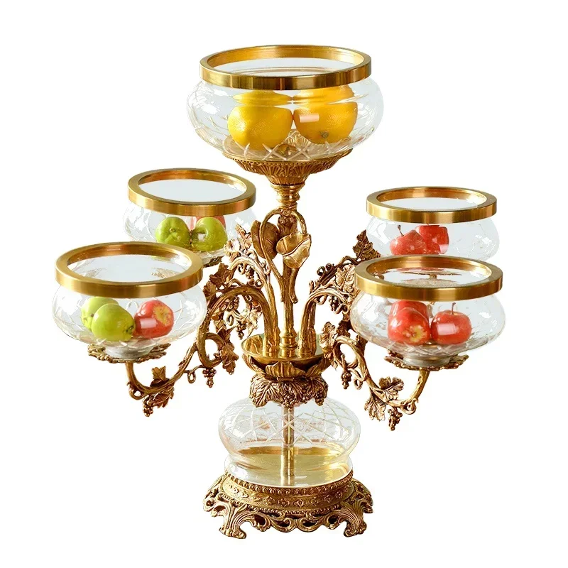 Accented brass and crystal fruit plate and table decoration multiple candy bowl accessories