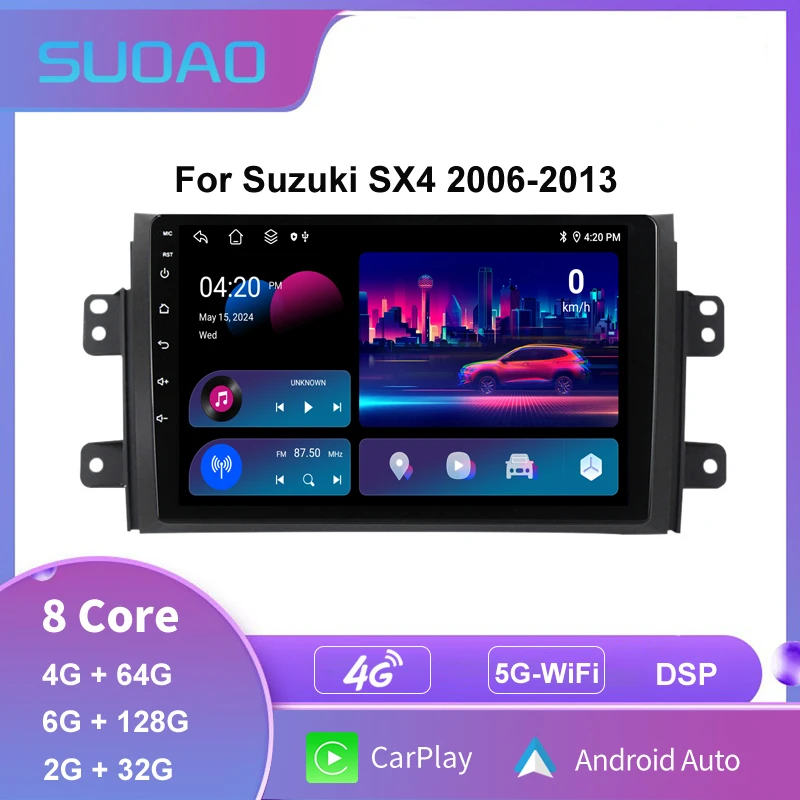 

Автомобильное радио Android для Suzuki SX4 2006-2013, Carplay, Android, авто, мультимедийный плеер, GPS-навигация, 2 din, видеостереосистема