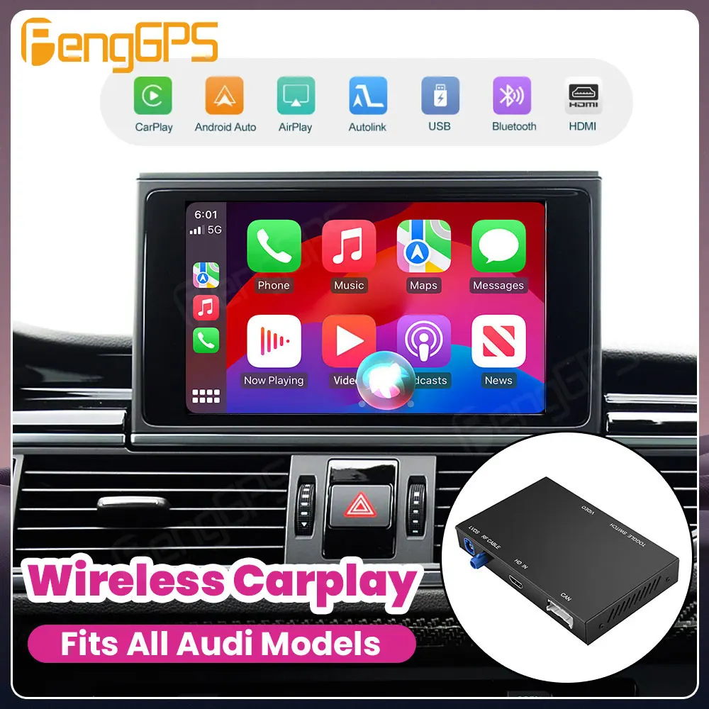 2024 New Linux Wireless CarPlay Smart Voice Android Auto Interface For Audi Models with Mirror Link Air Play Car Play Functions