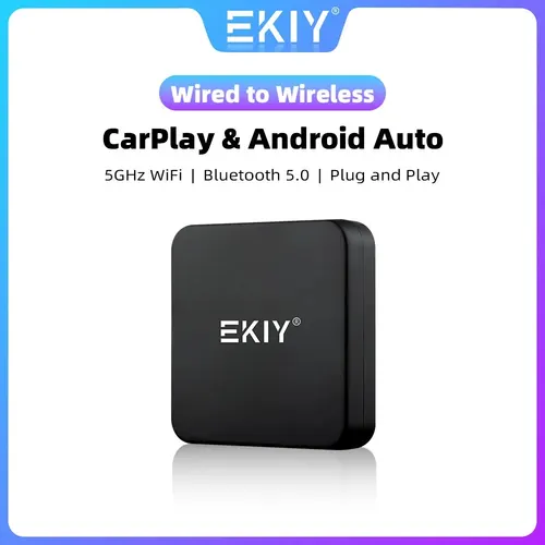 EKIY 2 en 1 Dongle inalámbrico CarPlay adaptador inalámbrico Android Auto AI caja inteligente sistemas inteligentes de coche para coche con CarPlay con cable