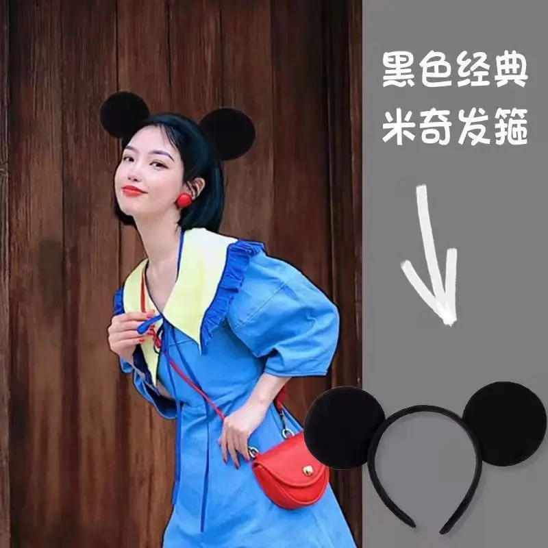 12 قطعة من آذان ميكي ميني باللونين الأسود والأحمر والوردي، عصابة رأس على شكل فيونكة ديزني، مستلزمات هدايا لحفلات أعياد الميلاد #6