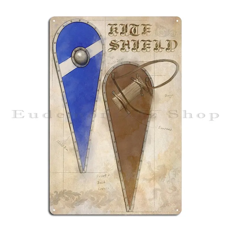 Kite Shield Metal Sign Wall Cave Iron Club Wall Cave Personalized Tin Sign Poster