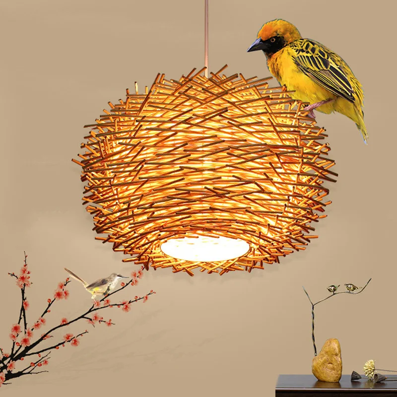 

Rustic Vine Bamboo Woven Chandelier - Creative Bird's Nest Design for Bar, Dining Room & Balcony - Minimalist Artistic Weaving