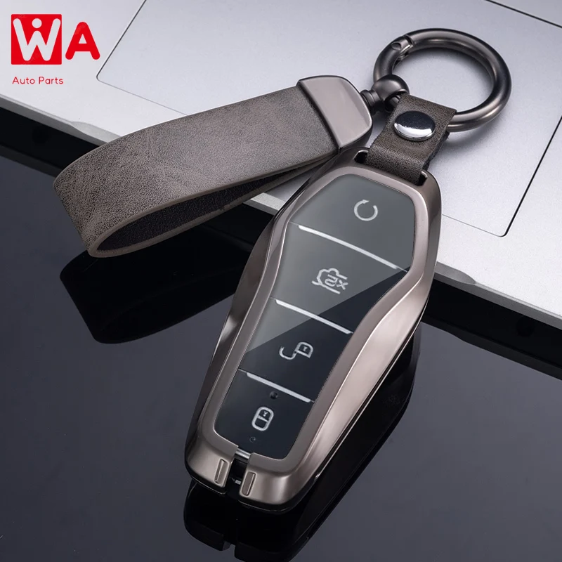 

New Fashion Metal Car Key Case For BYD Atto 3 Han EV Dolphin 4 Buttons Remote Control Protect Cover Auto Accessories