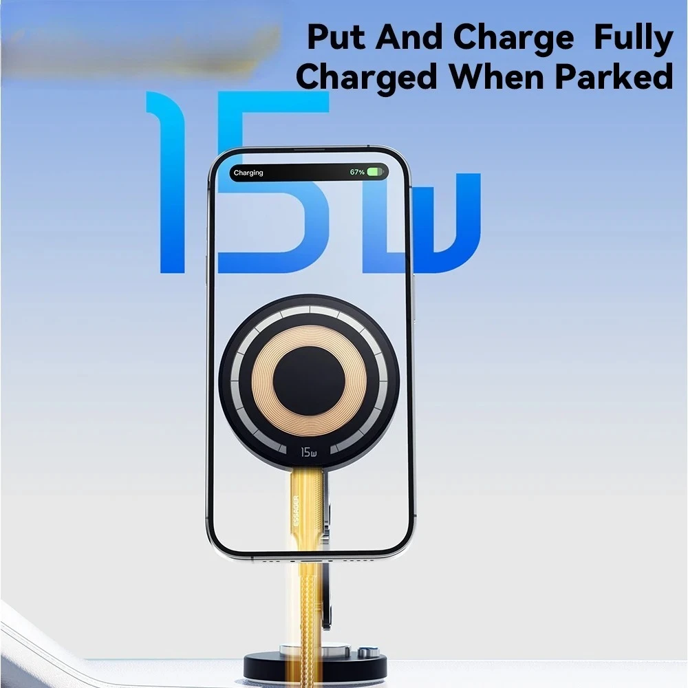 Magnetic Wireless Charger Car Phone Holder 15W Fast Charging Easy Paste Mount Stand For Magsafe iPhone 15 14 13 Pro Max