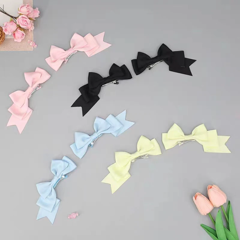 1Pair Fashion Kawaii Handmade Bow Hair Clip For Women Sweet Cartoon Anime Hairpin Cosplay Headdress Hair Accessories Xmas Gifts