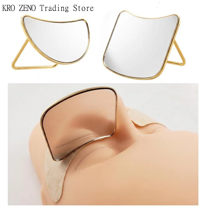1pcs Moon Eyelash Extension Inspection Mirror Holder Stainless Steel Handleless Mirror Grafting False Lash Supplier Makeup Tools