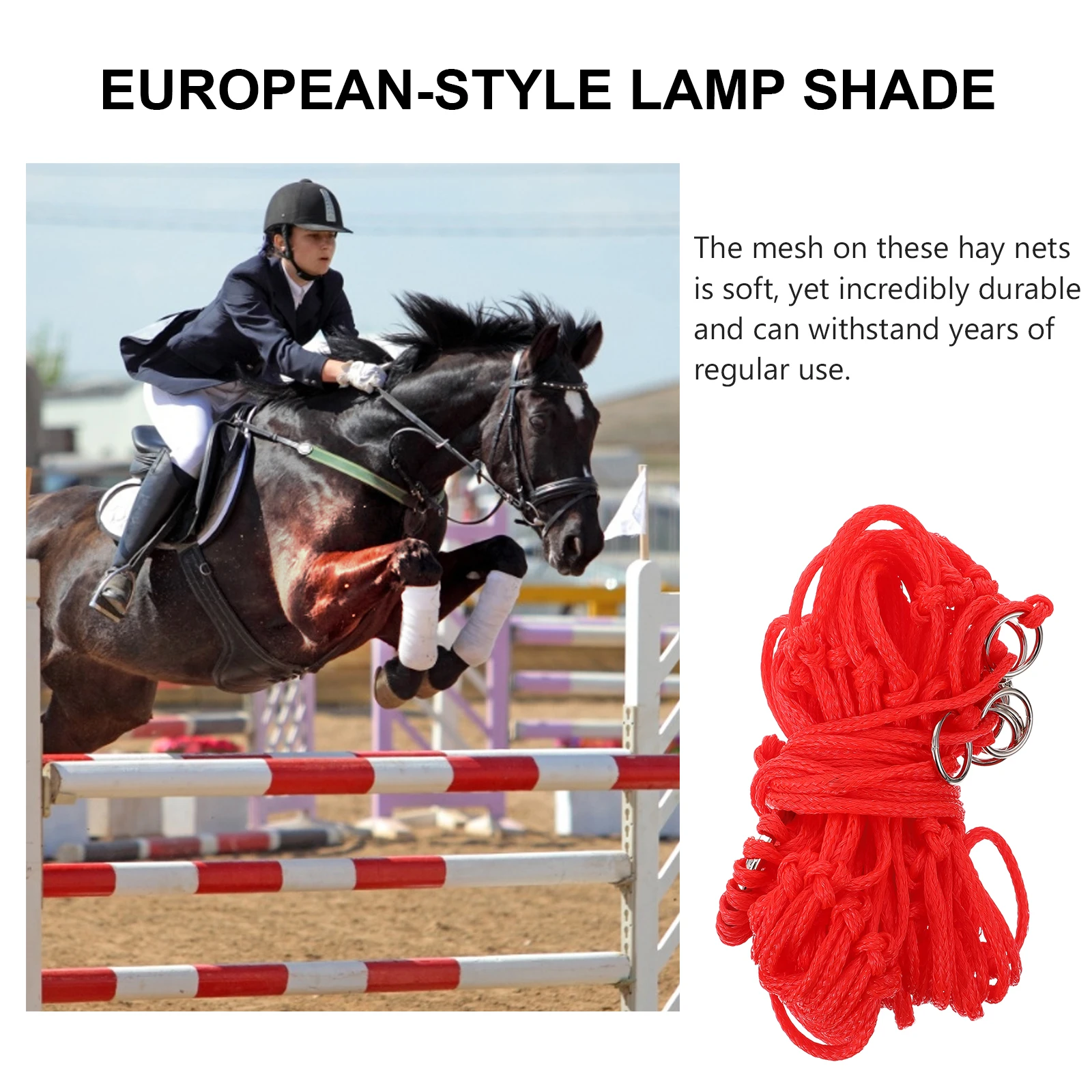 Red 20 Strand Medium Hay Bag Slow Feed Mesh Net Nylon Rope Horse Feeding Supply Comfortable Gum Protection Feeder