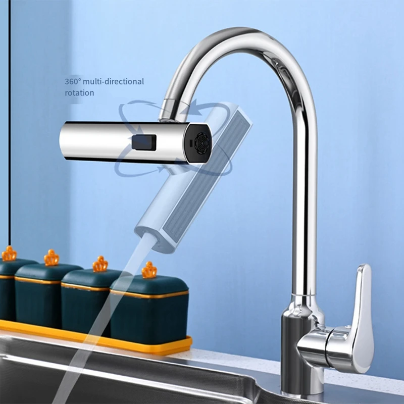 4 Modes Waterfall Bathroom Faucet Extenders 360° Spout Stream Sprayer Rainfall Sink Mixer Tap Nozzle Extension