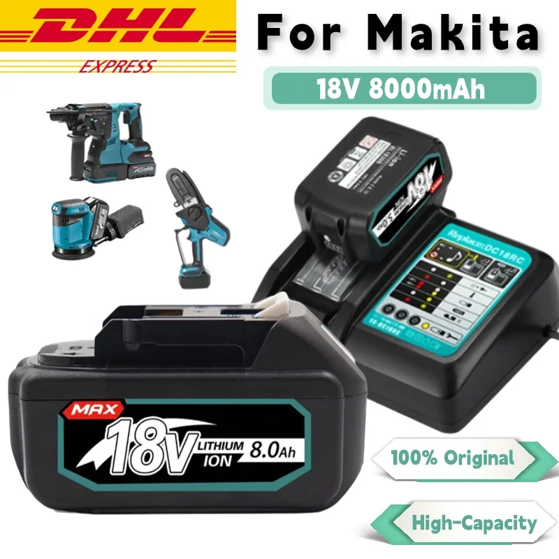 

18V 8Ah For Makita BL1830 BL1840 BL1850 BL1860 BL1850B BL1820 BL1815 LXT-400 Replacement Lithium Battery