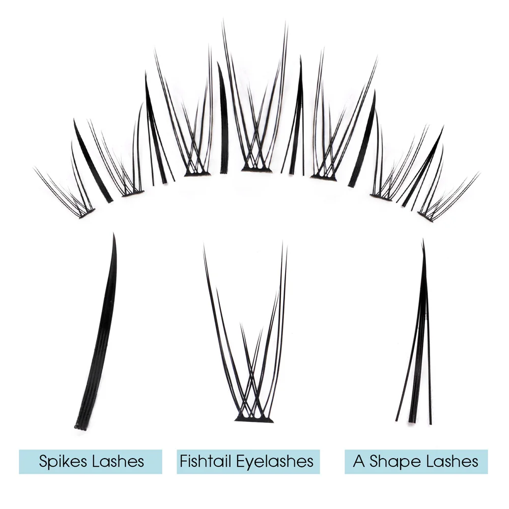 Gemerry DIY Cluster Eyelash Extension A Shape Fishtail Spikes Lashes Mixed Premade Fans Cluster Natural Makeup False Eyelashes