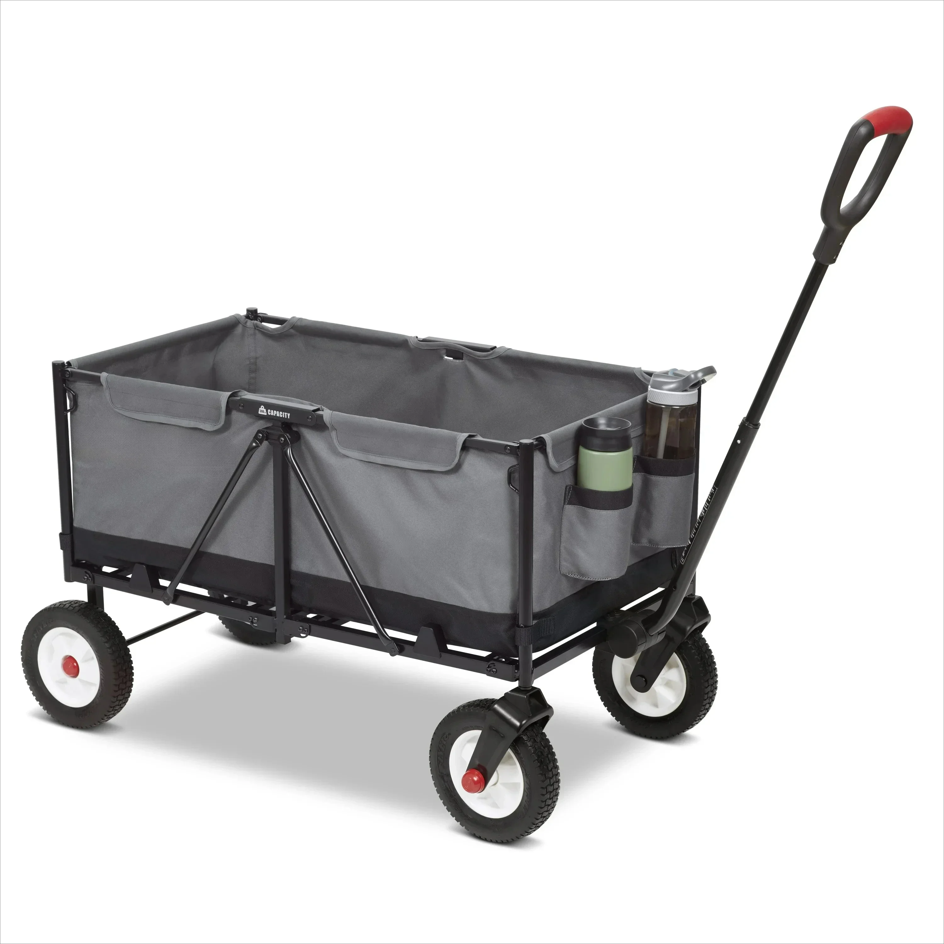 

Maximum Capacity Heavy-Duty Kid & Cargo, Gray Collapsible Utility Wagon FOLDS FOR STORAGE OFF-ROAD TIRES
