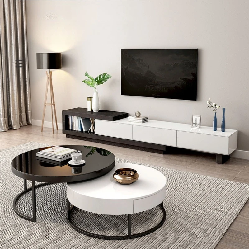 

Length adjustable TV cabinet Retractable multifunctional Small Apartment TV stand color blocking arredo soggiorno home furniture