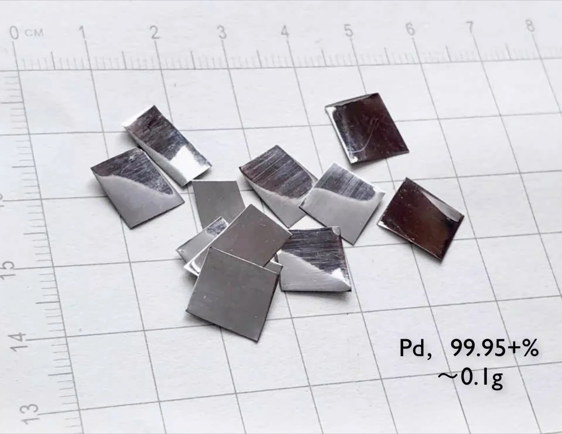 [glass sealing] 0.1g polished palladium sheet palladium sheet palladium pd 99.95