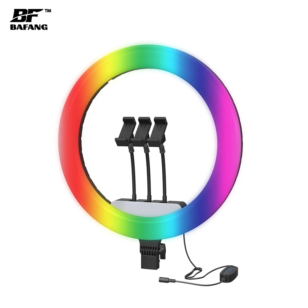 

BAFANG RGB Ring Light LED Video Lamp Remote Control Photography Light For Smartphone Youtube Live Make Up Ringlight