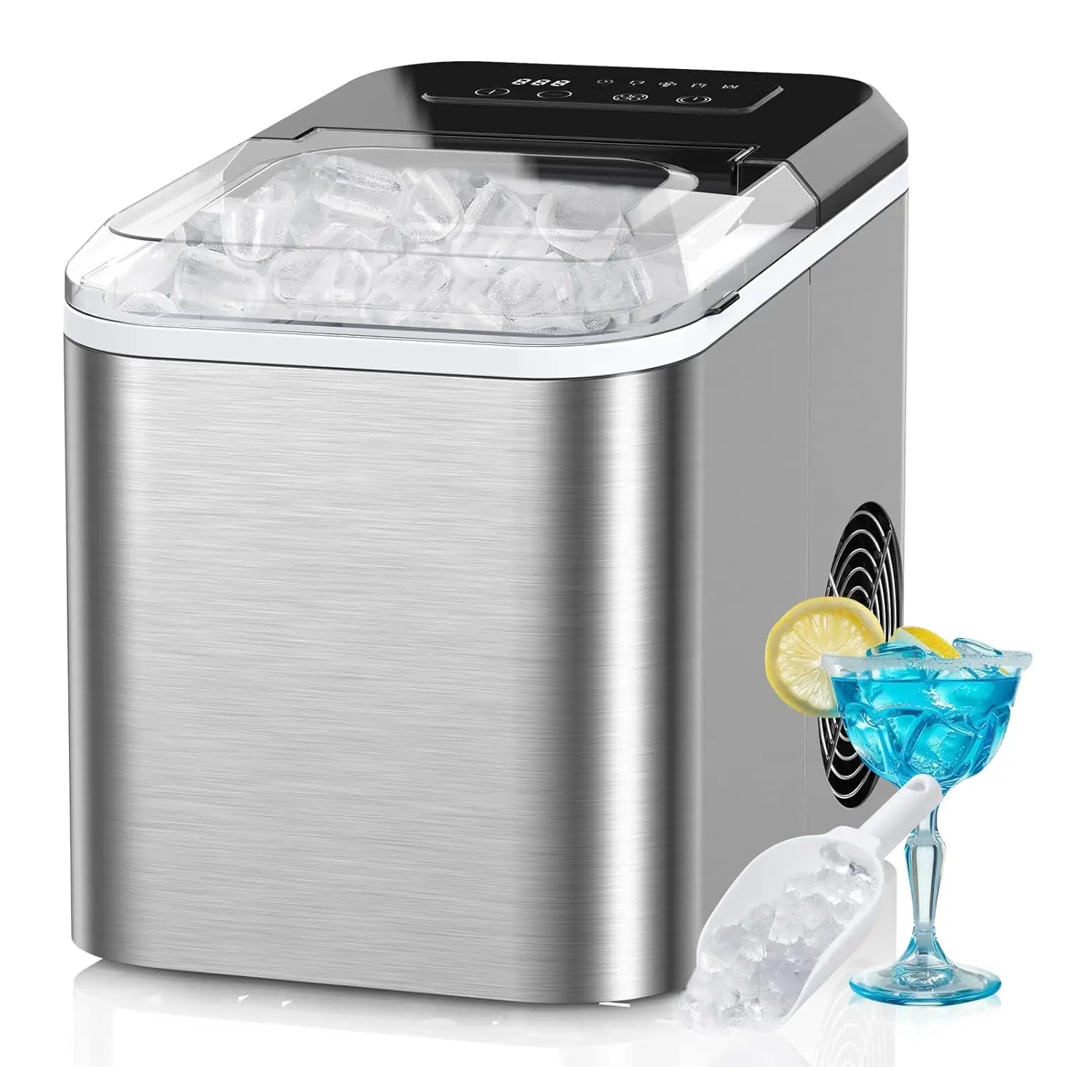 

Ice Maker Countertop,Self Cleaning Quiet Ice Makers Ice Cube Machine 9 Cubes in 6 Mins 35lbs/24Hrs for /Kitchen/Party/Office//P