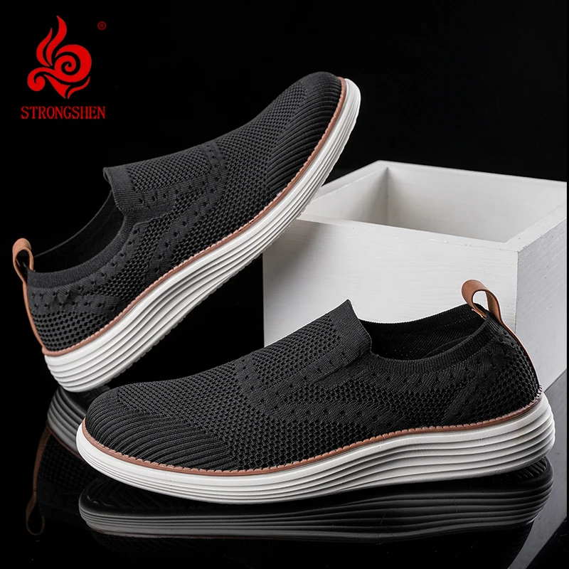 

STRONGSHEN Men Mesh Casual Shoes Fashion Breathable Non Slip Soft Soled Loafers Summer Outdoor Sports Shoes Sneakers Big Size