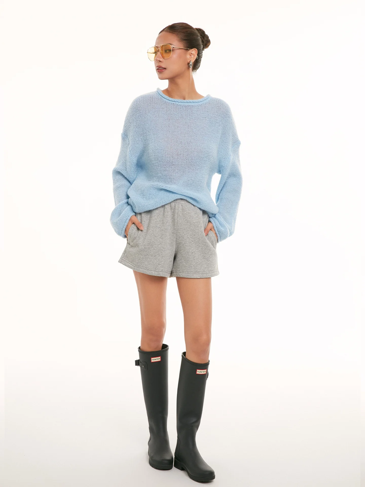 

Disco Glam Candy Colored Camere Roll Ne Hollow out Knitted Top Women's Autumn Loose Lazy Feel Sweater round Ne Long Sve