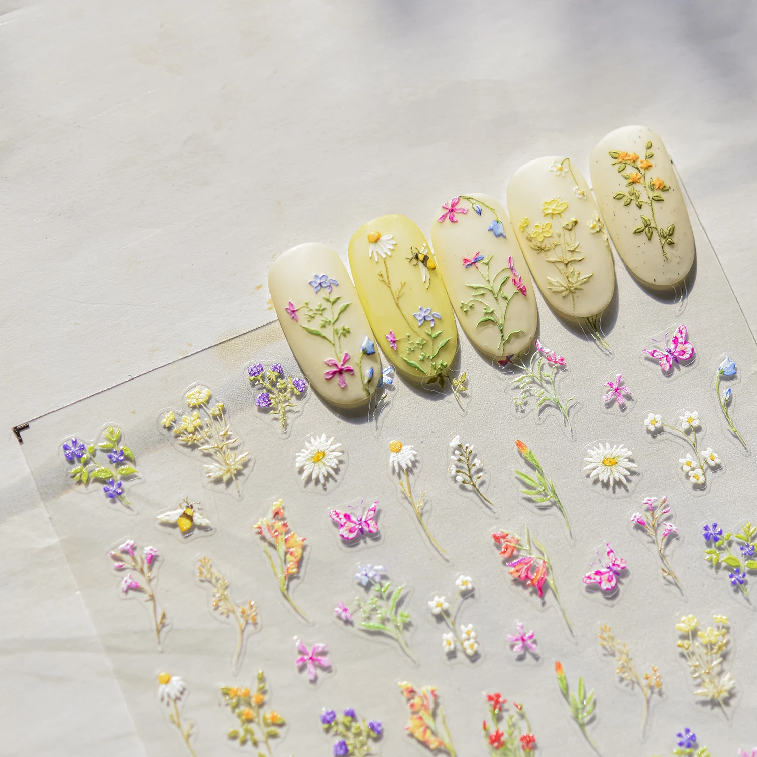 1 قطعة ملصقات الأظافر النمط الصيني مسمار الفن لوازم 5D زهرة مسمار الملحقات زهر الكرز لوتس ملصق أجزاء الأظافر #6