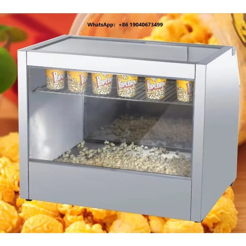 Commercial Stainless Steel Popcorn Warmer Cabinet Acrylic Glass Dome Rice Crispy Display for Movie xyl