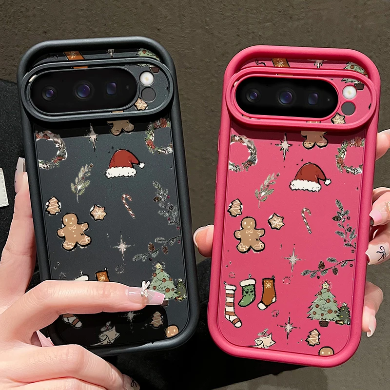 حافظة ريترو كارتونية لعيد الميلاد لهاتف جوجل بيكسل 9 8 7 برو 9A 8A 7A Funda Pixel 10 Pro XL غطاء سيليكون مقاوم للصدمات