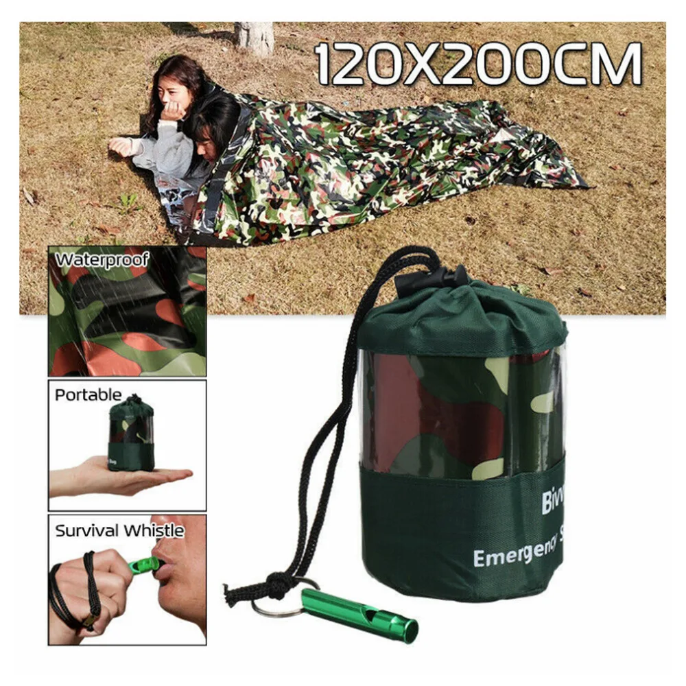 Bivy Bag-saco de dormir de emergencia térmico ligero, impermeable, manta de supervivencia, bolsas para acampar, senderismo, actividades al aire libre