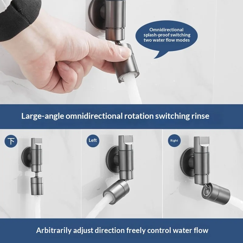 Solid Brass Gunmetal Gray Faucet Extended Splash Proof Mini Wall Mounted Universal Balcony Mop Sink