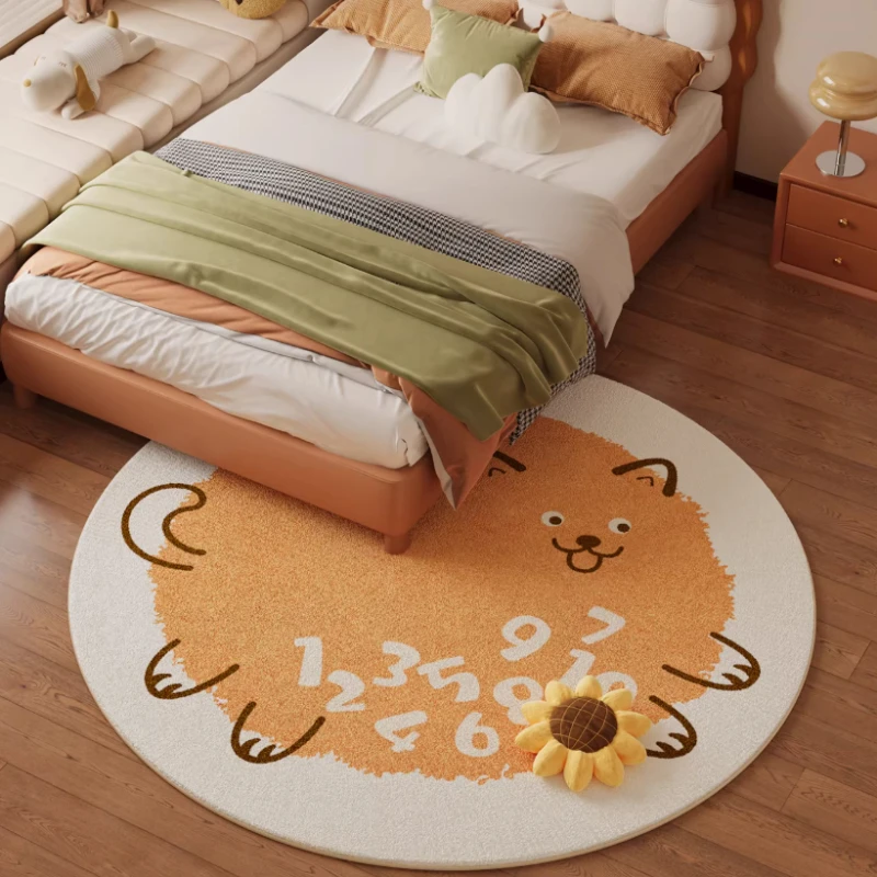 

Детские стильные ковры для гостиной, декоративные ковры с мультяшными животными для спальни, пушистые мягкие круглые коврики, толстые плюшевые напольные коврики для дома