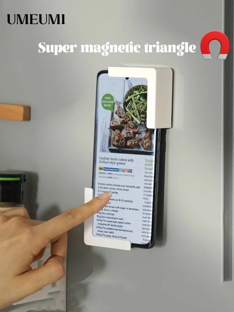 Creative kitchen magnetic mobile phone tablet stand, multi-purpose shelf, easy to cook, read recipes, answer calls