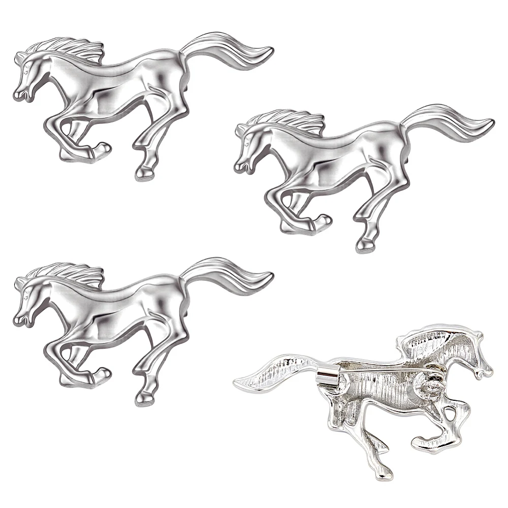 4PCS Horse Brooches 0.9x1.6inch Running Horse Lapel Pins Equestrian Horsemanship Pin Racing Animal Brooch Pins for Chinese