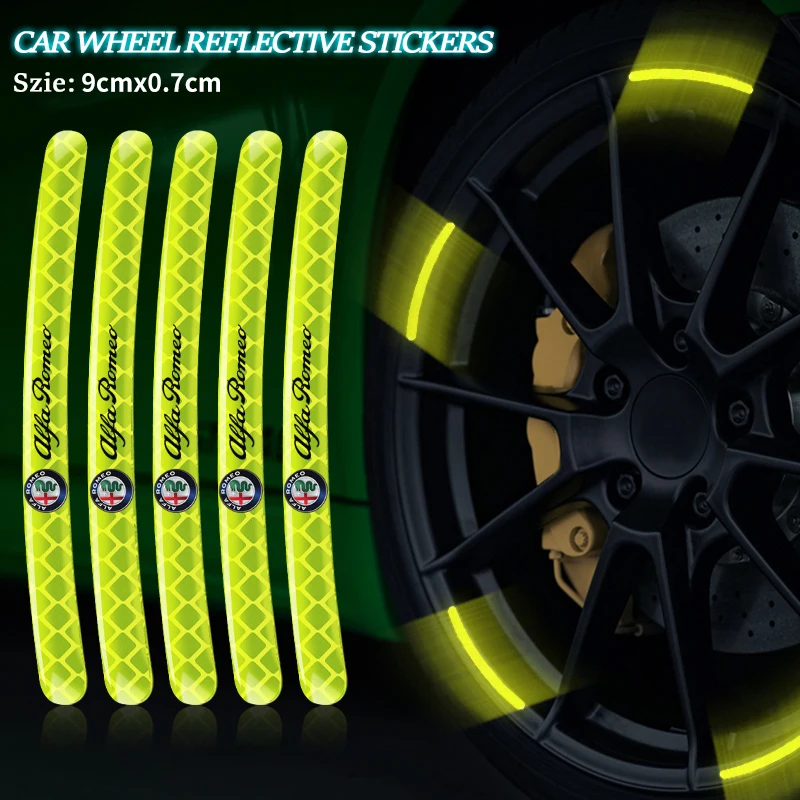 5/10/15/20PC Car Logo Wheel Hub Reflective Sticker For Alfa Romeo Mito Brera 147 Giulietta 159 156 Stelvio Sportiva Giulia