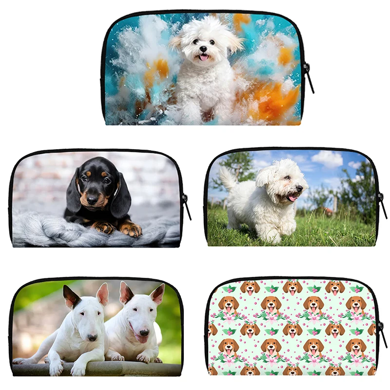 Cartera Kawaii Beagle / Bichon Frise para mujer, monederos Dachshund Bull Terrier, soporte para tarjeta de crédito y auriculares, monedero largo