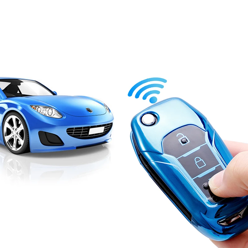 TPU Soft Car Flip Key Case Cover Bag Holder for Ford Ranger C-Max S-Max Focus Galaxy Mondeo Transit Tourneo Custom Ranger