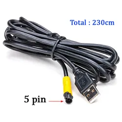 Universal USB to 5 Pin Male Cable For Car DVD Charge Connector Adapter Cable Rear view camera