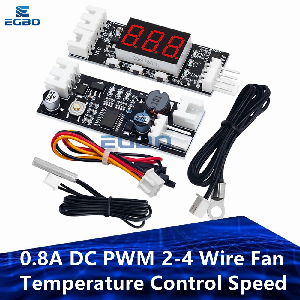 Single 12V 0.8A DC PWM 2-4 Wire Fan Temperature Control Speed Controller Chassis Computer Noise Reduction Module NTC B 50K 3950