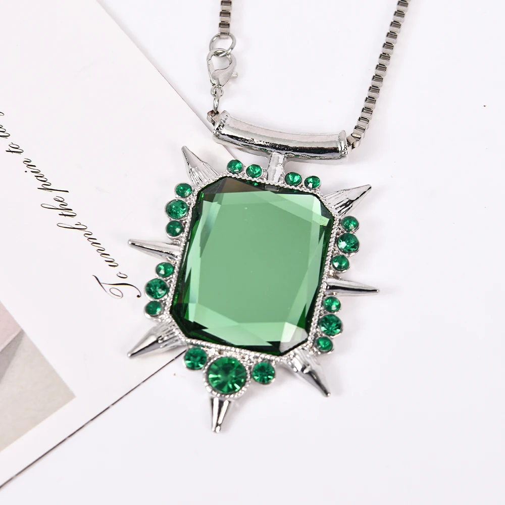 حار ذات مرة قلادة الشرير الشريرة الساحرة Zelina Glinda قلادة الأخضر كريستال سلسلة سحرية القلائد للنساء الرجال الهدايا #4