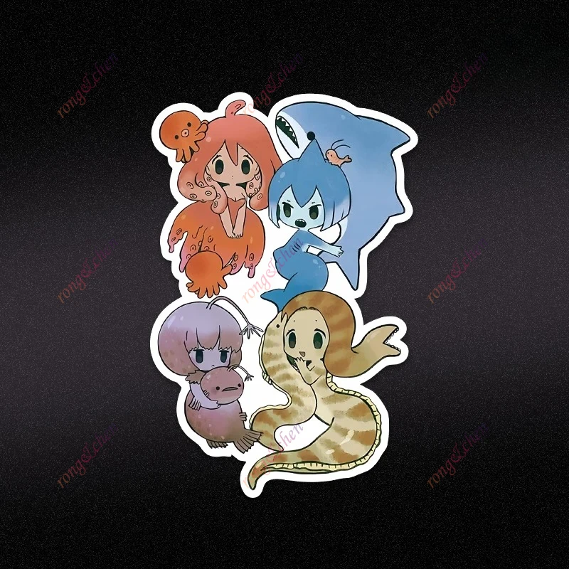 

Funny Car Sticker Q-version Marine Creature for Car Motorcycle Racing Helmet Laptop Trunk Body Car Window Surfboard PVC Decals