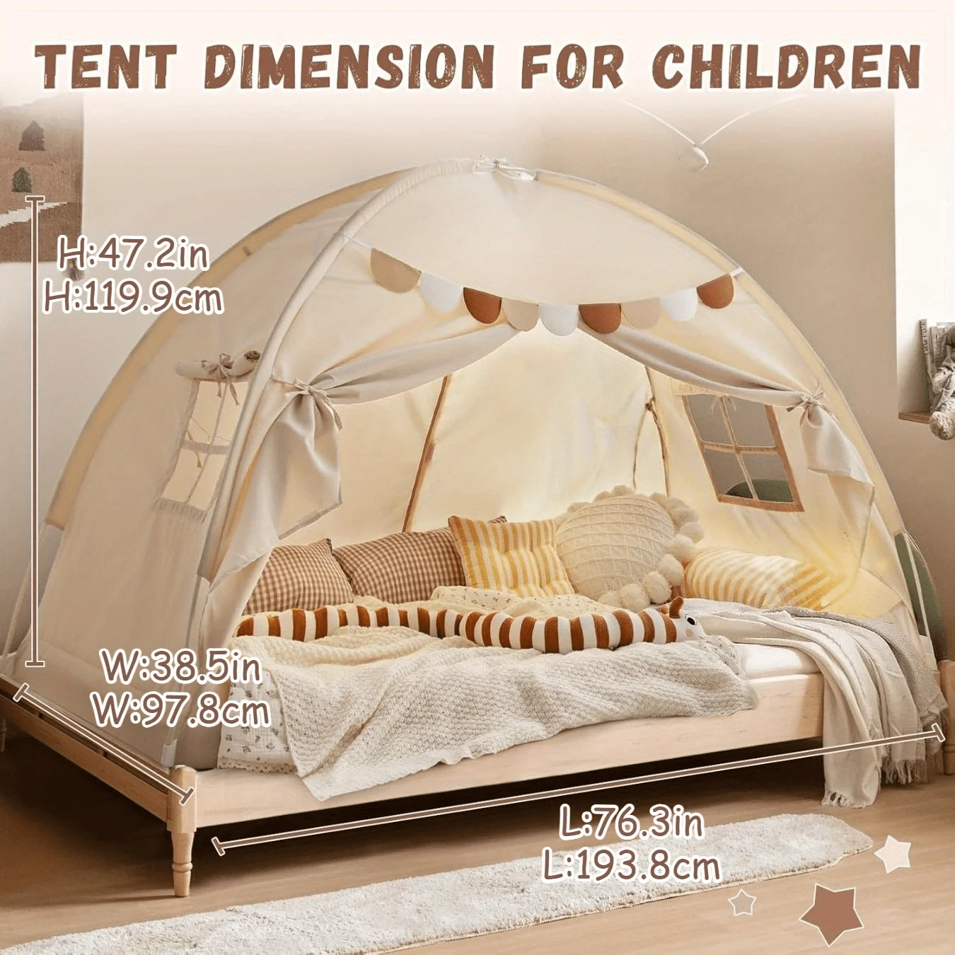 Bedroom Goodies, Twin Tent Bed With Attached Stand, Dream Tent, Privacy Space, Blackout Sleeping Tent, Indoor Breathable Portabl