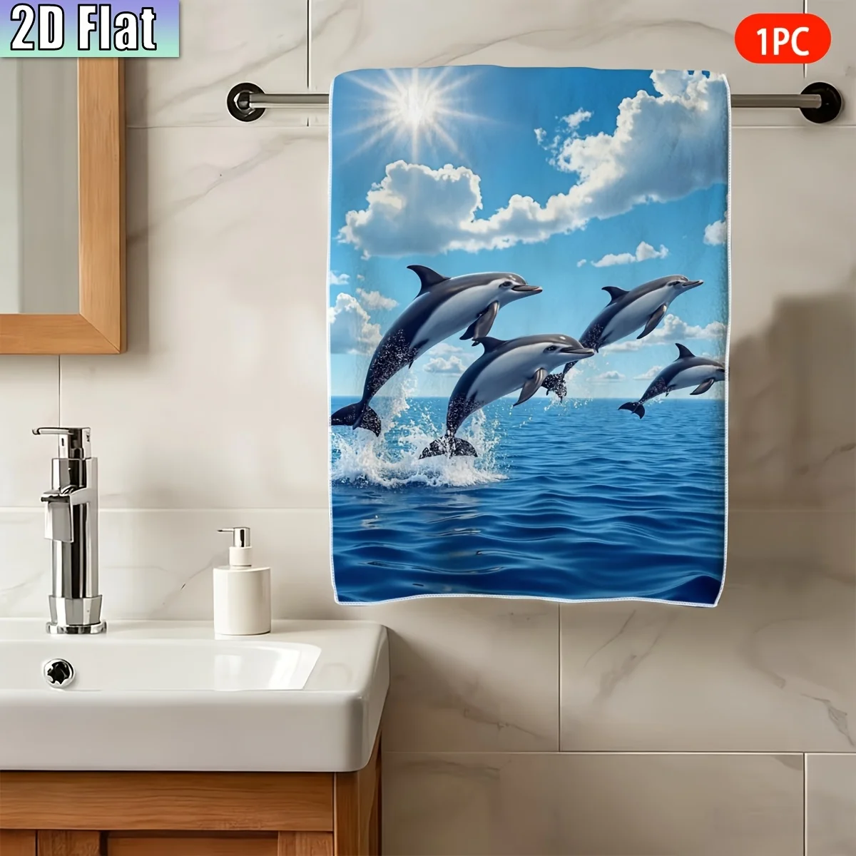 1pc Dolphin Jumping Scrub Cloth,Soft Face Towel & Hand Towel,Must-Have for Home & Travel, Perfect for Kitchen,Bathroom,Dorm,Gym