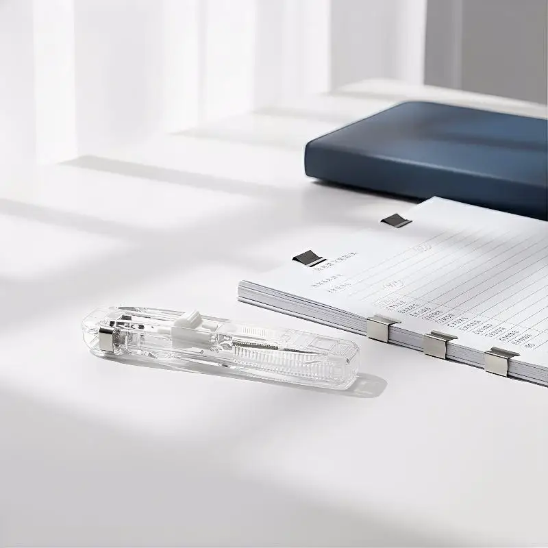 Mini Push Stapler – Traceless Reusable Hand Clamp Binder for Paper, Book, File, Office & School Binding Tools